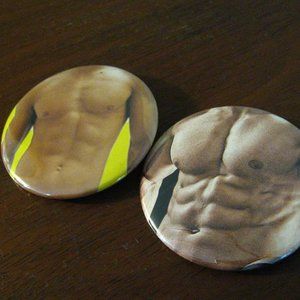 🌈 Sexy Bare Chest Six Pack Abs Buttons Lapel Pins (2)